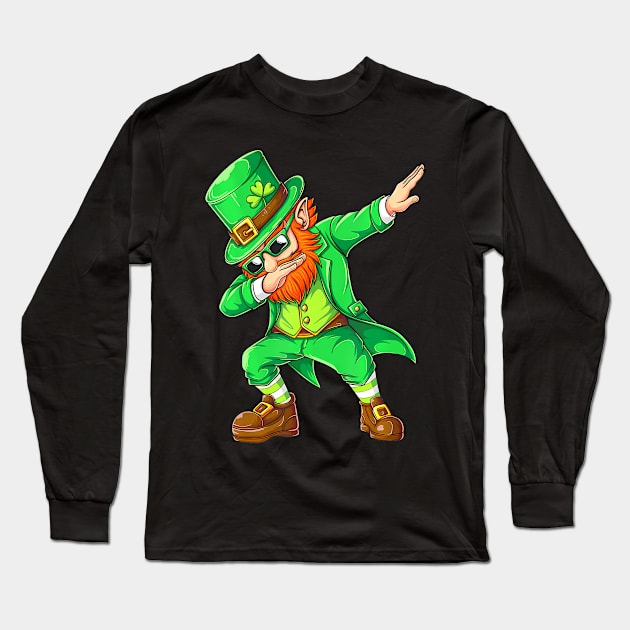 Dabbing Men Kids Boys St Patricks Day Long Sleeve T-Shirt by huldap creative